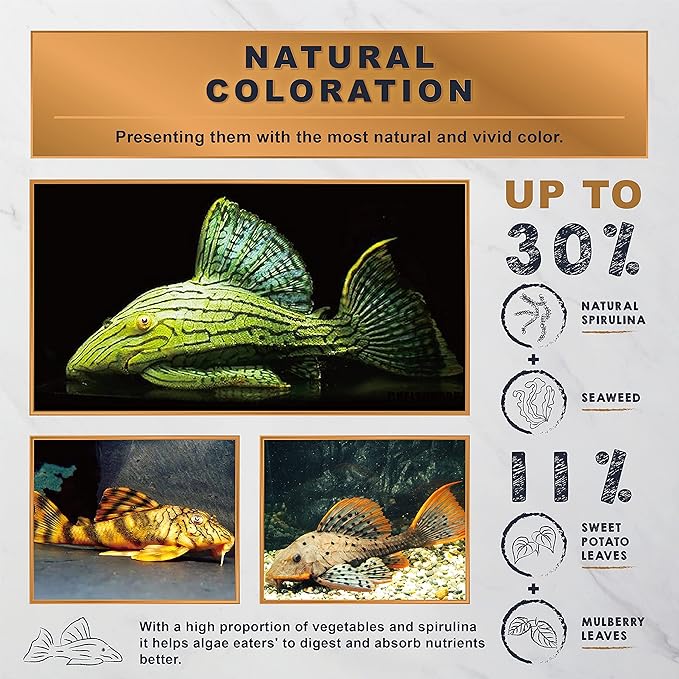 Ultra Fresh Algae Wafers Pleco Food, Spirulina & Algae, Sword Prawns, Balanced Diet, Color Enhancing, All Natural Ingredients, for Algae Eaters, Bottom Feeders, Vegetables Shrimp Pie, 2.12oz