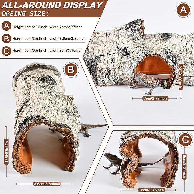 Reptile Hide Caves Simulation Tree Hideout, Hideout Shelter Sleep Cave is Decorated for Arboreal Reptile, Snake, Leopard Gecko, Lizard, Salamander, Hermit Crab Aquarium