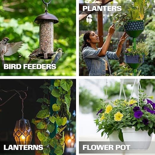 2WAYZ Plant Hanger Bracket for Outdoor - Heavy Duty Hanging Plant Hooks - Forged Wrought Iron Flower Pot Hangers - Black Hanging Hooks for Bird Feeders, Planters, Lanterns - Set of 4