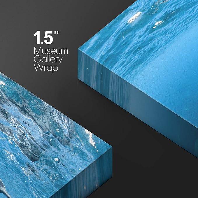 wall26 Canvas Print Wall Art Tropical Ocean Sea Underwater Dolphin Duo Nature Animals Photography Realism Rustic Scenic Landscape Wilderness Earth Colorful for Living Room, Bedroom, Office - 16"x24"