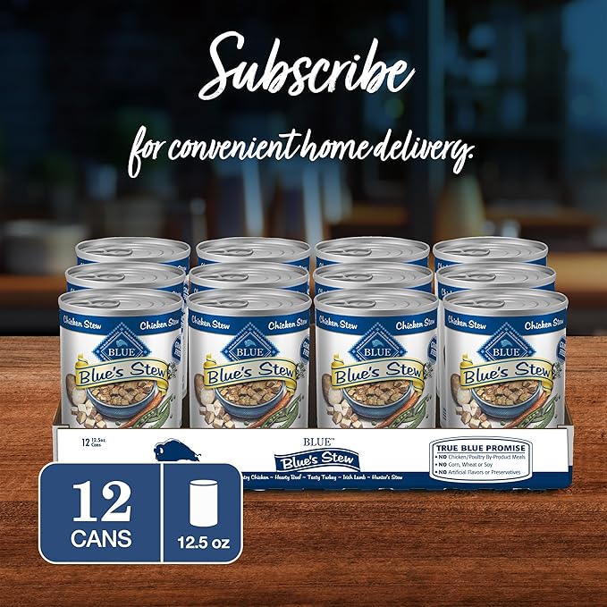 Blue Buffalo Blue's Stew Grain Free Natural Adult Wet Dog Food, Chicken Stew 12.5 oz cans (Pack of 12)