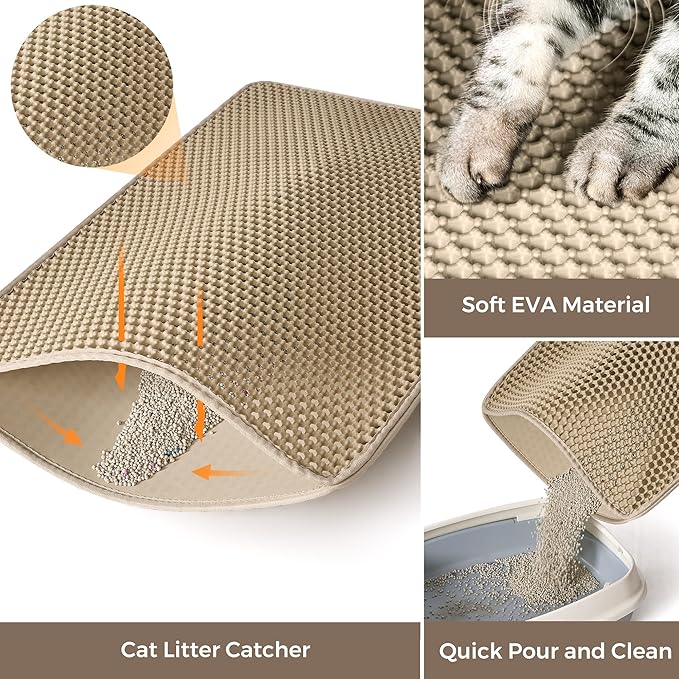 Cat Litter Box Enclosure with Litter Trapping Mat; Handwoven Plastic Rattan Cat House; No Installation Hidden Cat Washroom; Pet Crate for Balcony,Bedroom,Living Room