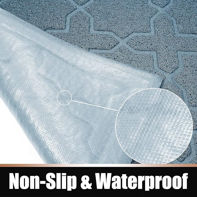 Yimobra Cat Litter Mat, 47"x36" Litter Box Mat with Litter Lock Mesh, Soft Cat Litter Mat Litter Trapping Mat, Easy to Clean, Non-Slip, Water Resistant, Litter Free Floors, Tea Blue