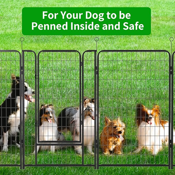 Dog Playpen Outdoor Extra Wide 32 Panels Heavy Duty Dog Fence 50" Height Anti-Rust with Doors Portable for RV Camping Yard, Total 84FT, 561 Sq.ft, Snowy Black