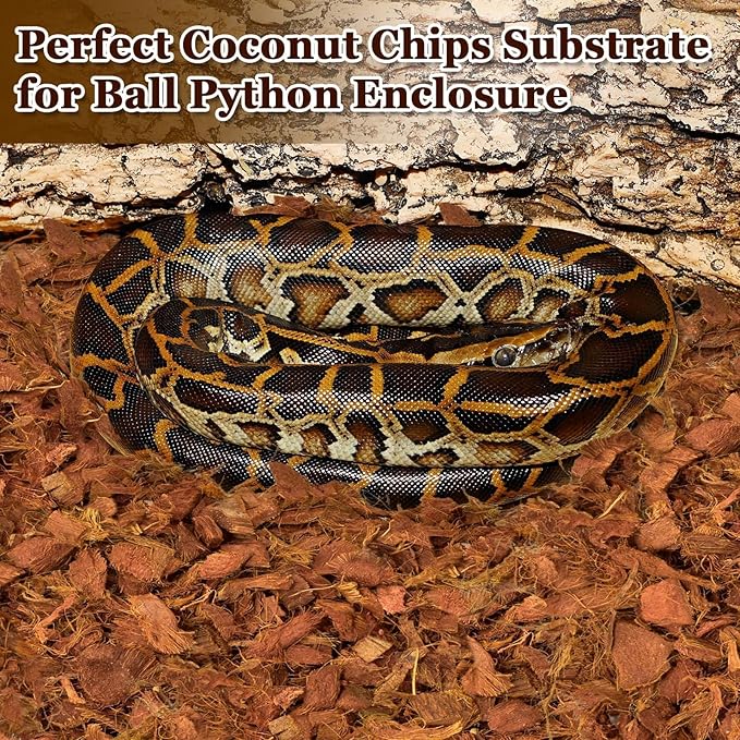 Halatool 10LB Coconut Chips Substrate 72QT Natural Coconut Husk for Reptiles Coco Cypress Mulch Aquarium Terrarium Bedding for Corn Snake Ball Python Tortoise Frog Gecko Hermit Crab Reptile Tank