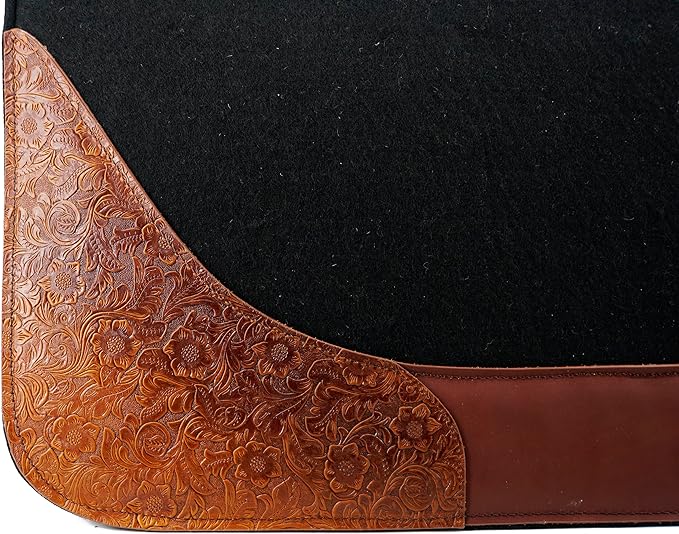 Jeereal 32"x34" Western Horse Saddle Pad,100% Wool Blend Felt 3/4" Thick (Black)