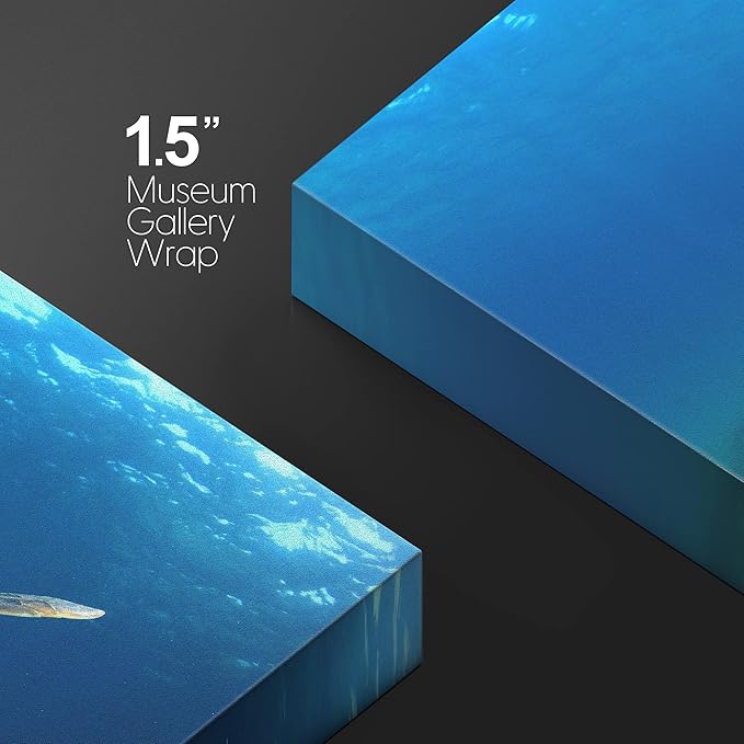 wall26 Canvas Print Wall Art Sea Turtle Gliding Through Sea Nature Ocean Photography Realism Nautical Scenic Relax/Calm Multicolor Ultra for Living Room, Bedroom, Office - 24"x36"