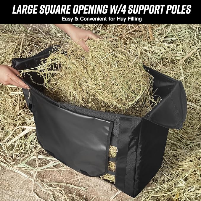Hay Bag for Horses,Slow Feeder for Horse/Donkey/Goat, Premium 1680D Oxford Cloth,Easy to Fill and Hang with Extra Large Opening(Camo)
