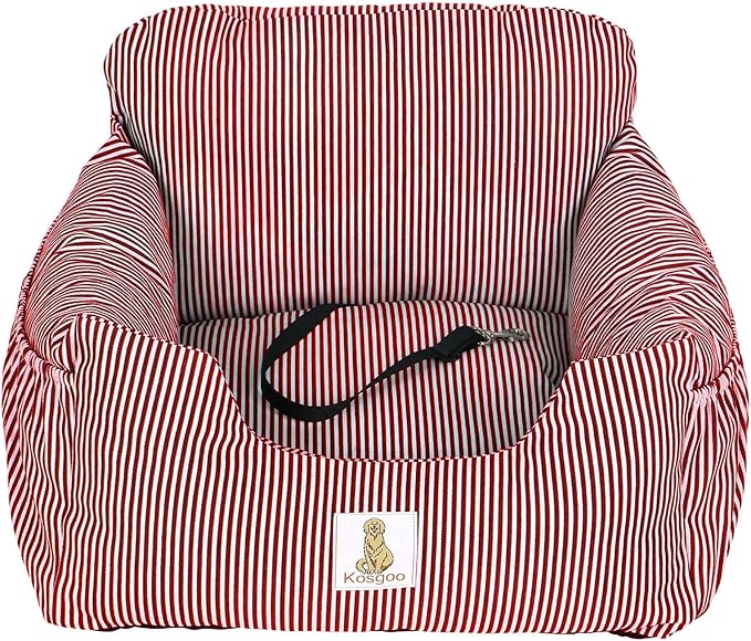 Dog Car Seat for Small Dogs,Fully Detachable and Washable Puppy Dog Booster Seats with Storage Pockets and Clip-On Safety Leash,Non-Slip Base Dog Bed Dual-use for Car and Home(Red)