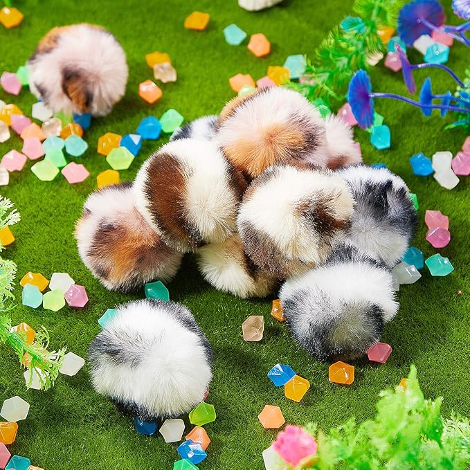 Weewooday 12 Pieces Cat Pom Pom Balls Toys Large Fuzzy Cat Ball Artificial Large Plush Ball for Cats Pets Interactive Playing Indoor(Pink,Leopard)