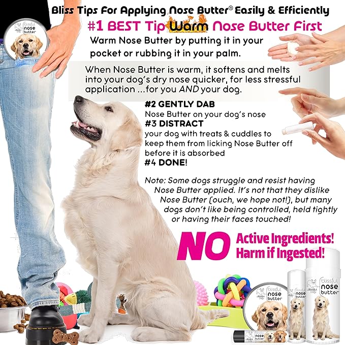 The Blissful Dog Golden Retriever Nose Butter, Versatile Dog Nose Balm for Dry Nose, Handcrafted Nose Moisturizer, Easy-to-Apply Dog Essentials, Unscented, 1 oz.