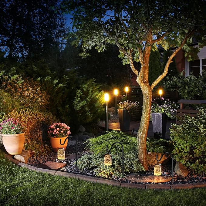 15inch 12 Pcs Adjustable Shepherds Hook for Outdoor Metal Rust Resistant Steel Shepard Hooks for Bird Stand Feeder Pole, Weddings Decor, Garden Plant Basket, Outside Hanging Solar Lights