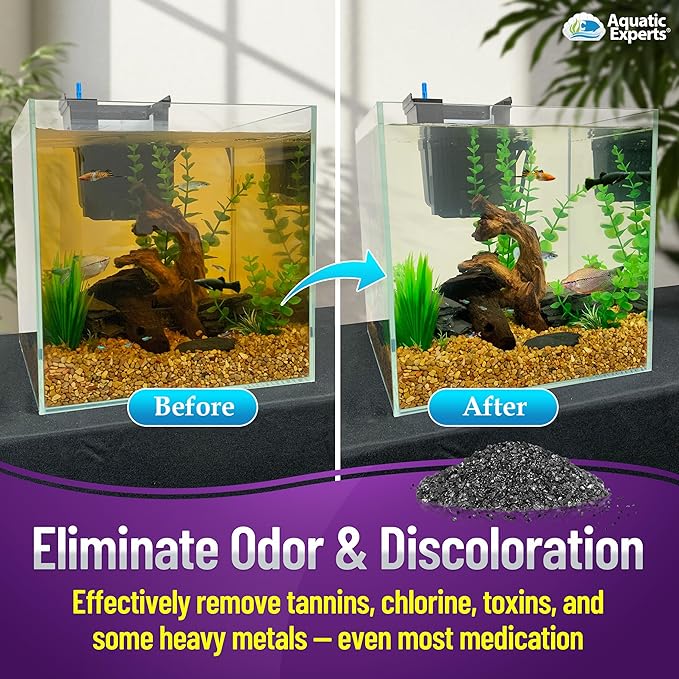 Premium Activated Carbon, Aquarium Carbon for Fish Tank Filter, Aquarium Filter Media, Granulated Charcoal for Fish Tanks, Activated Charcoal Bulk (3 lbs with 4 Fine Mesh Bags)