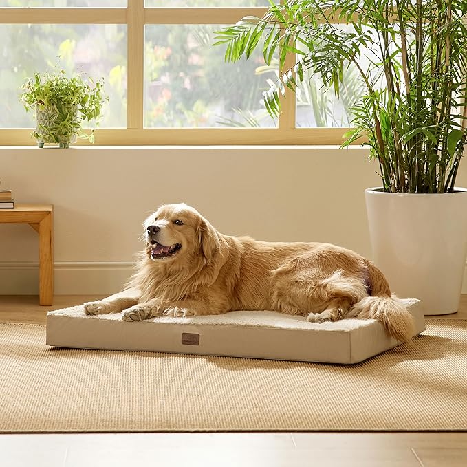 Bedsure XL Dog Beds Large Sized Dog - Extra-Large Orthopedic Flat Puppy Bed with Removable Washable Cover, Egg Crate Foam Pet Mat, Suitable for Pet Up to 100 lbs