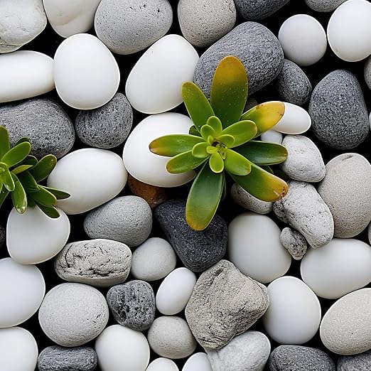 Natural Unpolished Bulk Pebbles 20lbs, 2-3 Inch White River Rocks, Hand-Picked Premium Stones for Landscaping and Garden Design Fish Tank, Flower Pots, Pathways and Backyard