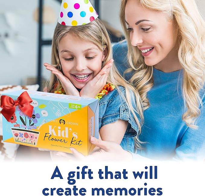 Home Grown Paint & Grow Flower Gardening Kit Set for Boys and Girls - Craft Activity Toy for Kids, Ages 5 6 7 8-12 Years Old - Unique Birthday Present - Plant Gift Toys