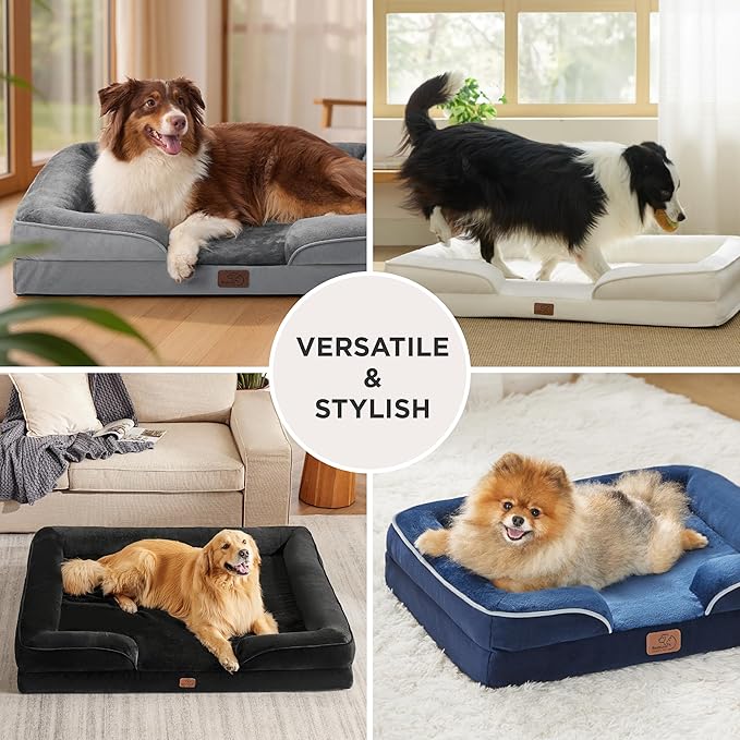 Bedsure Orthopedic Dog Beds for Small Dogs - Washable Small Dog Cat Bed Waterproof, Comfort Pet Couch Sofa with Washable Removable Cover, Pets Bed with Nonskid Bottom, Brown, 24"