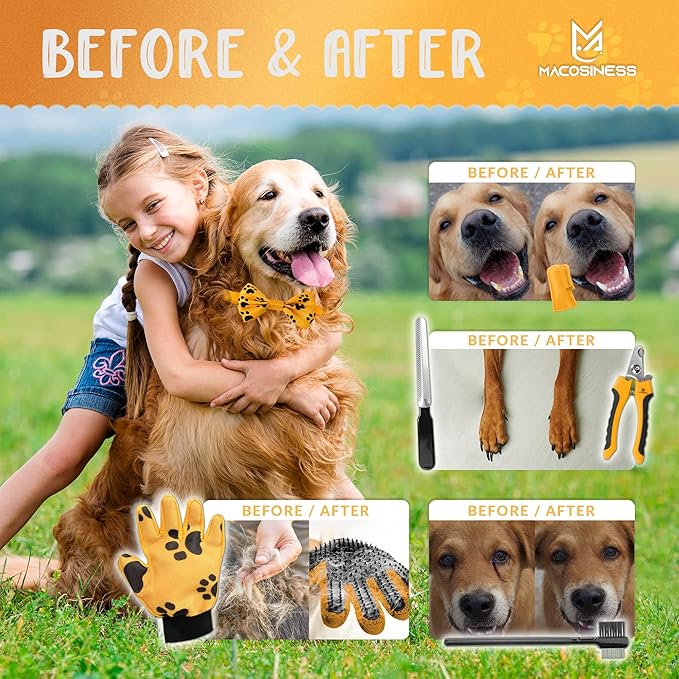 Pet Grooming Hammock for Nail Trimming - Complete Groomers Helper Set for Pet - Dog Grooming Hammock with Hook - Cat Nail Clipper - Dog Hammock for Nail Clipping (XS, Gold with Black Paws)