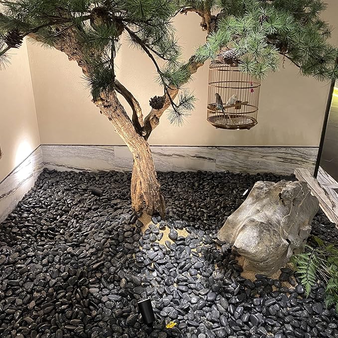 40 lbs Black River Rocks for Landscaping,1-2 Inch Decorative Black Stones Pebbles for Plants, Vase Fillers, Fish Tank and Garden Rocks