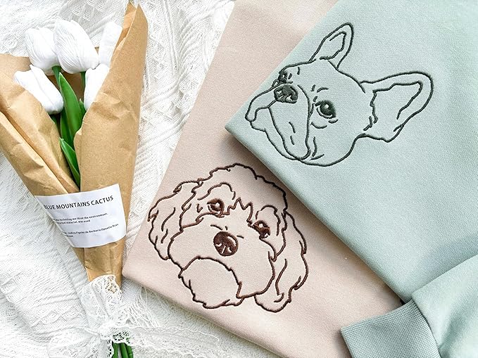 LOVELYPOD Custom Embroidered Dog Mom Sweatshirt with Dogs Names, Pet Photo Shirt, for Dog Lovers