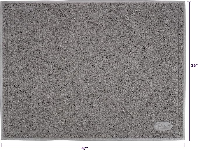Pawkin Cat Litter Mat, Jumbo XX-Large, 4x3 Feet, Fits Two Litter Boxes or Extra Coverage for One Box, Gray