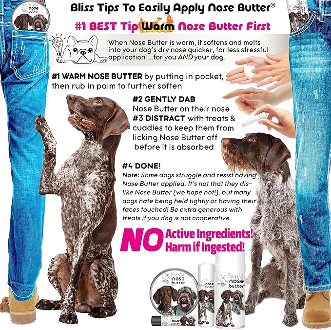 The Blissful Dog German Shorthaired Pointer Nose Butter, Versatile Dog Nose Balm for Dry Nose, Handcrafted Nose Moisturizer, Easy-to-Apply Dog Essentials, Unscented, 2 oz.