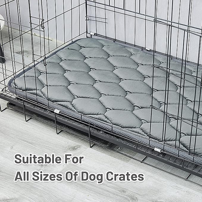Dog Crate Mats,Soft Kennel Pads Washable with Anti-Slip Bottom,Dog Kennel Pads for Sleeping,Pets Mattress Cat Dog Beds for Large Medium Dogs(41x27,Grey)