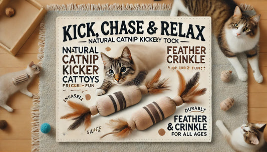 Kick, Chase & Relax — Natural Catnip Kicker Toys (Feather Crinkle 2-Pack)