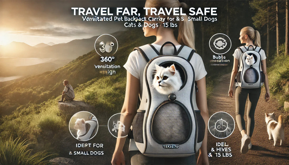 Travel Far, Travel Safe: Texsens Ventilated Pet Backpack Carrier for Cats & Small Dogs (Light Gray)