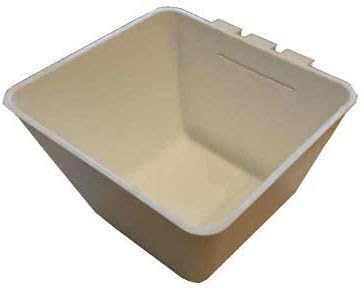 Cage Cups Square 1.2 Quart / 38 fl oz Water Dish for Poultry, Dogs, Cats, Hanging Feed & Water Cage Cups (24, White)
