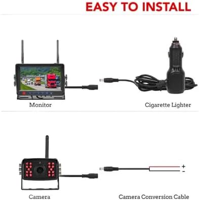 FalconEye Electronics 2nd Generation 200-300Ft Wireless Range Backup Camera for Trucks, Fleets. HD, 7inch LCD (4 Cam System)