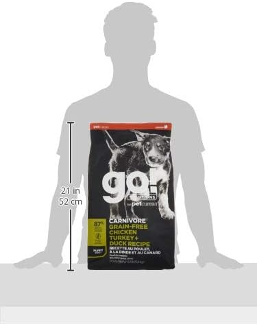 Go! Solutions Carnivore, Grain-Free, Protein Rich Dry Dog Food, Chicken, Turkey and Duck Puppy Recipe, Small Kibble, 12 lb Bag