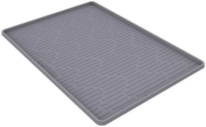 Cat Food Mat, 34" x 22" Large Silicone Pet Feeding Mat for Food and Water Bowls Non-Slip, Easy to Clean (Dark Grey)