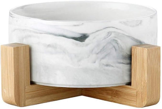 Ceramic Pet Bowls with Stand - Dog Cat Water Bowl and Food Dish -Heavy Weighted & No Tip Over Pet Comfort Feeding Bowls -Dishwasher Safe & Easy to Clean