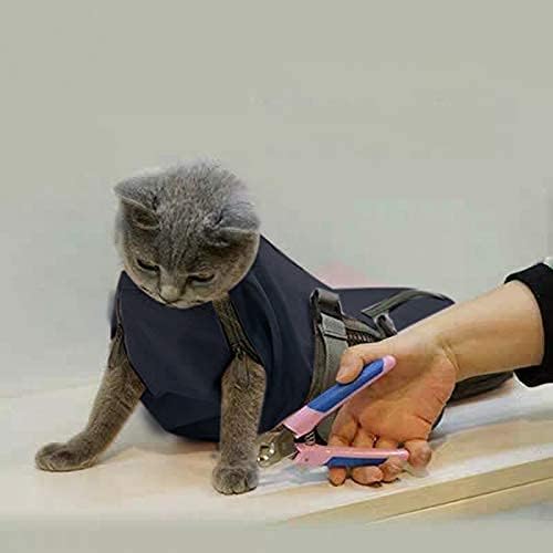 Cinf Cat Nail Clipping Cleaning Grooming Restraint Bag No Scratching Biting for Bathing Nail Trimming Injecting Examining(Black,L)