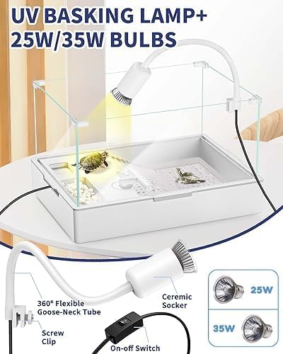 Large Turtle Tank Kit(Tank + Light + Water Pump), Acrylic Turtle Tank Starter Kit with Two Rain Shower Head, Adjustable Water Pump, Higher Fences (Kit-S)