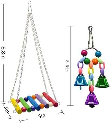 Deloky 8 Packs Bird Swing Chewing Toys- Parrot Hammock Bell Toys Suitable for Small Parakeets, Cockatiels, Conures, Finches,Budgie,Macaws, Parrots, Love Birds