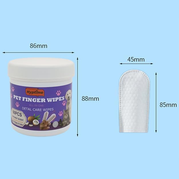 Pet Teeth Cleaning Finger Wet Wipes for Dogs and Cats Easy Oral Care Ear Eye Soft Disposable Wipe Dog Cat Toothbrush Cleaner Safe Non-Irritating Grooming Kit Care 60 Counts