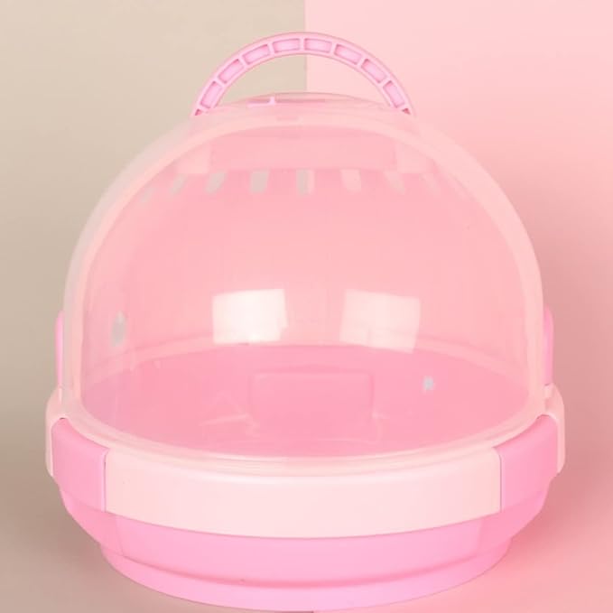 Bird Carrier with Handle - Parrot Carrier Lightweight Portable Pets Suitcase Transparent Breathable Cage for Small and Medium Birds Parrots Parakeet Cockatiels Conure Birds Accessories (Pink)