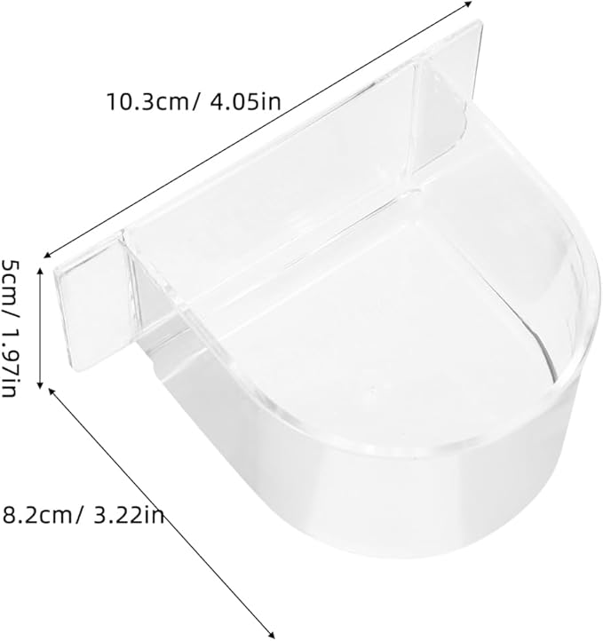 Kisangel 2PCS Bird Cage Feeder Trough, Clear Bird Feeder Cups Parrot Water Bowl for Cage Replacement