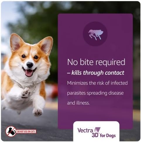Vectra 3D for Dogs Flea, Tick & Mosquito Treatment & Prevention for Small Dogs (11 – 20 lbs) , 3 month supply