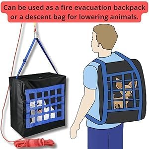 Emergency Pet Evacuation Bag Small up to 50 Pound - Fire Safety Survival Device for Pets - Pet Rescue Go-Bag - Pet Carrier - Fire Emergency Tool for Dogs & Cats - Home Fire Safety Device