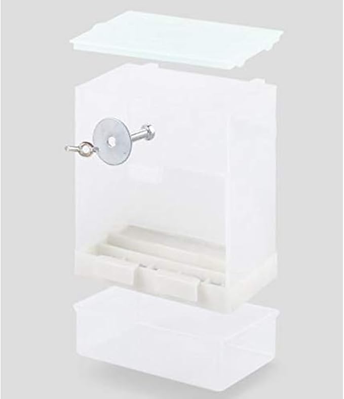 No Mess Bird Feeder, Automatic Acrylic Seed Catcher with Perch, Clear Food Container for Cage, Fits Parakeet, Cockatiel, Canary, Finch, Budgie, Lovebird (2 Pack)