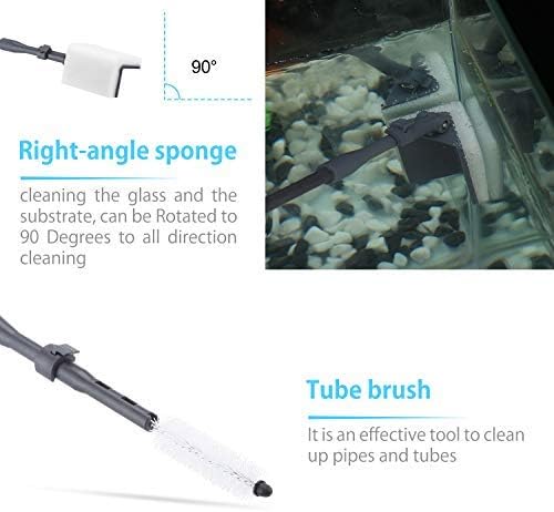 Carefree Fish 6IN1 Aquarium Cleaning Tools Long Handle Adjustable Length 20~36Inches Fish Tank Cleaner Kit Alage Scraper Scrubber Brushes Set