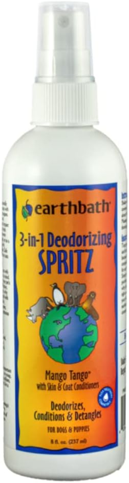 earthbath, Mango Tango 3-in-1 Dog & Puppy Deodorizing Spritz - Dog Odor Eliminator for Strong Odor, Cruelty-Free Dog Cologne, Dog Wash Spray, Made in USA, Dog Bathing Supplies - 8 Oz (1 Pack)