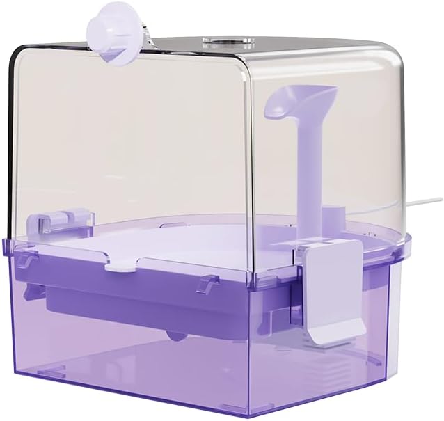 Automatic Bird Baths for Cage – Indoor Parakeet Bath with Pump, Bird Shower with 2 Modes Running Water, Bird Cage Accessory for Pet Birds Conure Budgies Cockatiels Lovebird (Purple)