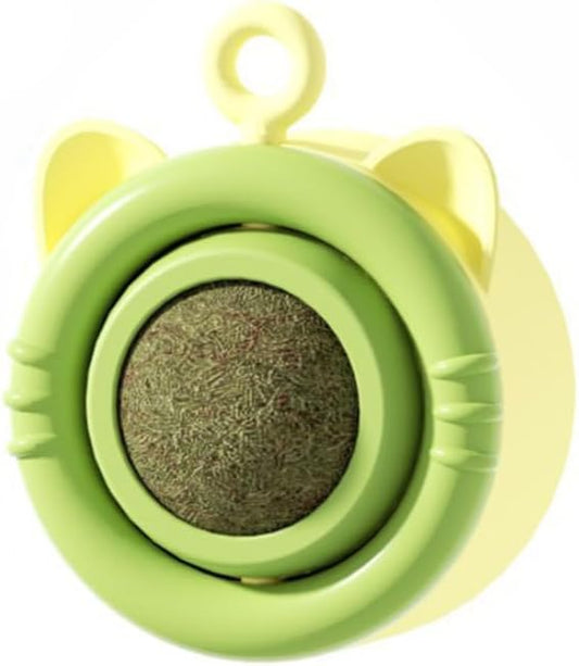 SLLOS Catnip Toy Balls 3 Pcs,Happy Planet 360°Rotating,Cat Energy Ball,Edible Kitten Silvervine Toys for Cats Lick, Healthy Kitty Teeth,Catnip Wall Balls for Cats, Cat Wall Treats,(Yellow-Green)