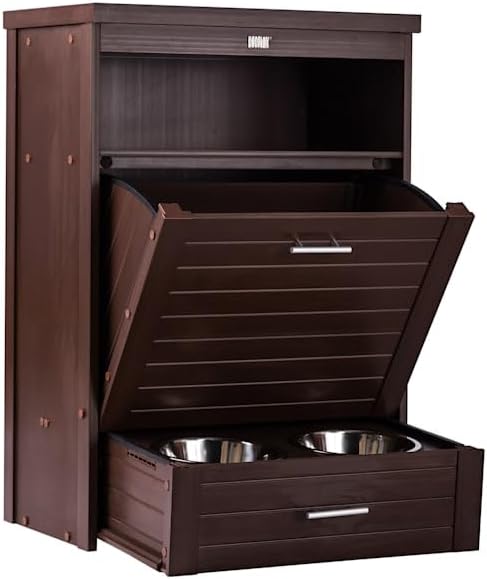 New Age Pet® ECOFLEX® Dog Food Pantry Double Dog Bowl-Russet