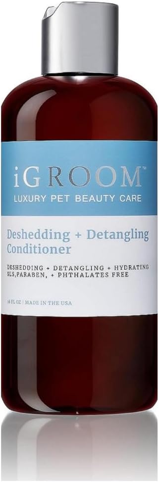 iGroom Deshedding & Detangling Dog Conditioner, Luxury Pet Beauty Care, Loosen Tangles + Unwanted Undercoat, Adds Shine + Volume, Made in USA (16 OZ)