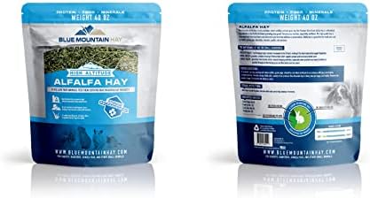 Blue Mountain Hay | Fresh Alfalfa Hay (40 Ounce) | High Leaf Retention | Nutritious High-Altitude Hay Pet Food for Rabbits, Guinea Pigs, Chinchillas, Hamsters, and Other Small Pets